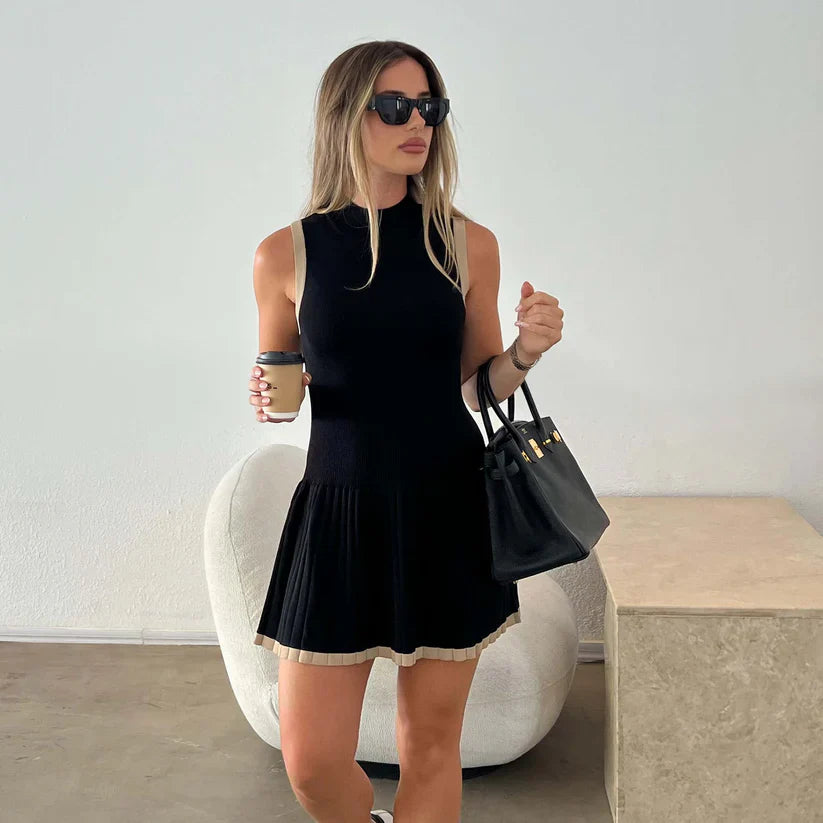 Léna – Robe Côtelée Plissée
