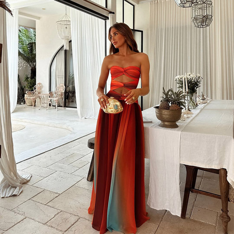 Solène – Strapless Sunset Maxi Dress